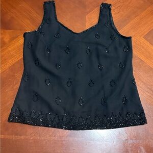 Vintage J Kara Black Beaded Blouse embroidered